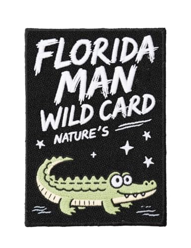 U-Sky Funny State Roast Patches, US States Sarkastic Embroidered Iron Ons for Hat, Jacket, Backpack, American Geography Humor Gifts (Florida Man Nature's Wild Card (1)) von U-Sky