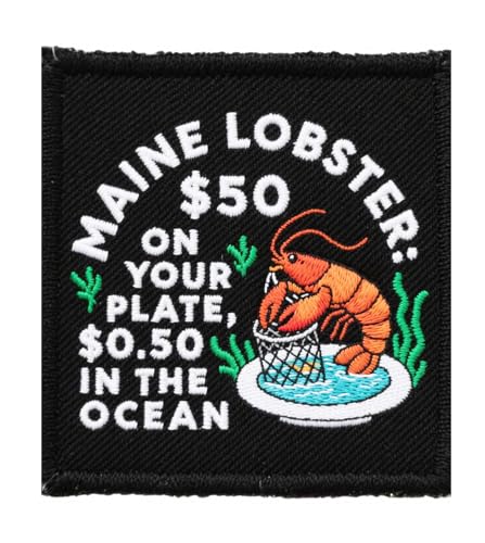 U-Sky Funny State Roast Patches, US States Sarkastic Embroidered Iron Ons for Hat, Jacket, Backpack, American Geography Humor Gifts (Maine Lobster 50 on Your Plate 1.3 cm The Ocean) von U-Sky