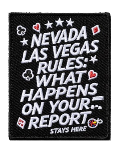 U-Sky Funny State Roast Patches, US States Sarkastic Embroidered Iron Ons for Hat, Jacket, Backpack, American Geography Humor Gifts (Nevada Las Vegas Rules What Happens on Your Report Stays Here) von U-Sky