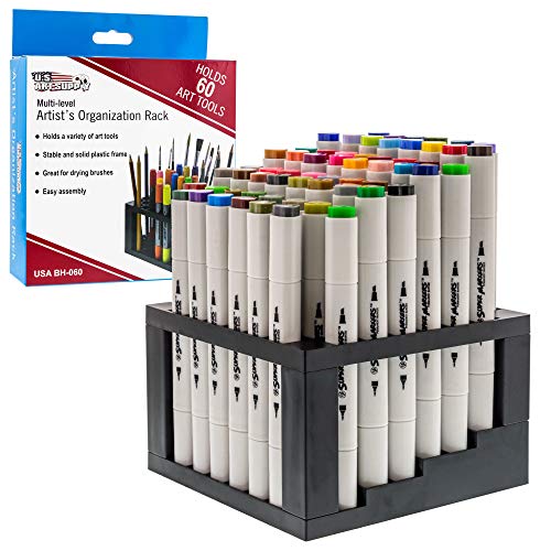 U.S. Art Supply Marker-Organizer mit 60 Schlitzen und Pinselhalter – mehrstufige Marker-Aufbewahrung, Stifte, Pinsel, Buntstifte U.S. Art Supply Marker-Organizer mit 60 Schlitzen und Pinselhalter – mehrstufige Marker-Aufbewahrung, Stifte, Pinsel, Buntstifte von U.S. Art Supply