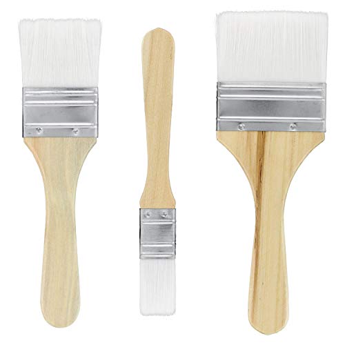U.S. Art Supply Pinsel mit synthetischen Borsten, verschiedene Größen, für Farbe, Flecken, Lacke, Klebstoffe und Gesso, 3 Stück von U.S. Art Supply