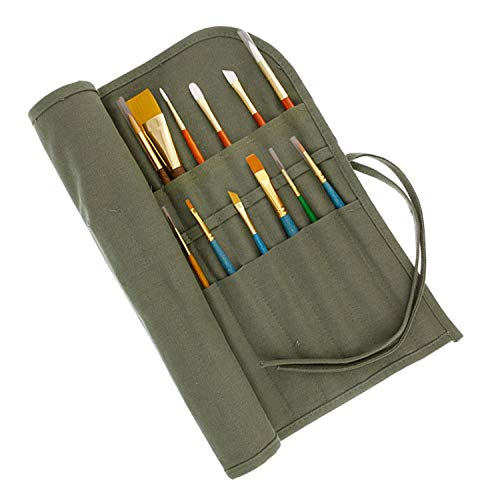 US Art Supply Deluxe Canvas Art Brush Roll-Up Bag by von U.S. Art Supply