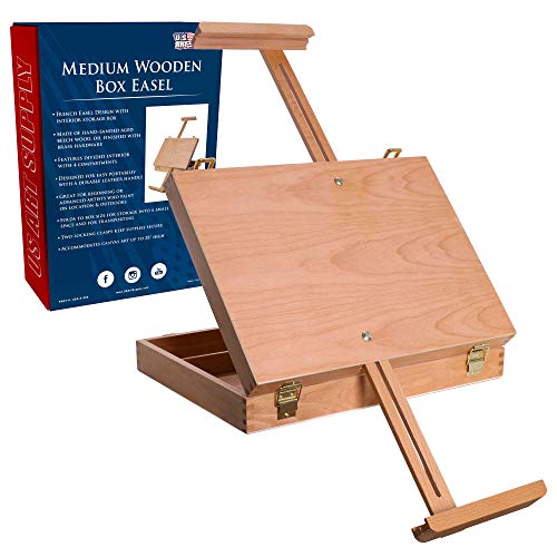 Us Art Supply Medium Wooden Sketchbox Box Artist Easel by von U.S. Art Supply