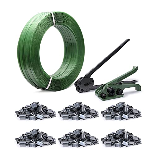 U.S. Solid Manuelle Umreifungsset, Palettenumreifungsgerät, Umreifungswerkzeug, Verschlussgerät, 600 Metallplomben und 600m Polyester (PET) Umreifungsbandrolle von U.S. Solid