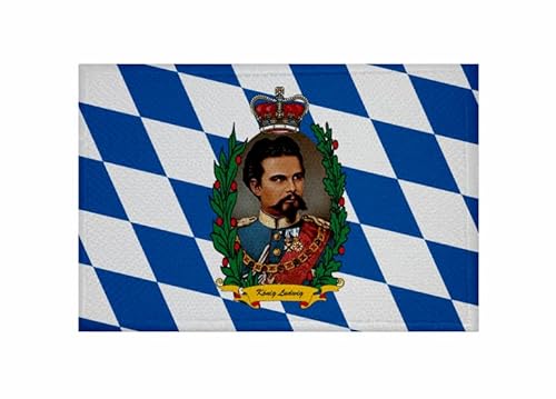 U24 Aufnäher Bayern König Ludwig mit Schrift Fahne Flagge Aufbügler Patch 9 x 6 cm von U24