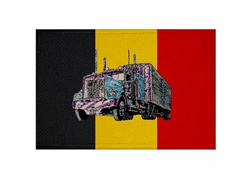 U24 Aufnäher Belgien mit Truck Fahne Flagge Aufbügler Patch 9 x 6 cm von U24