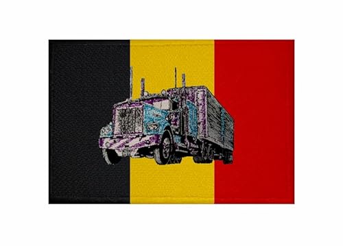 U24 Aufnäher Belgien mit Truck Fahne Flagge Aufbügler Patch 9 x 6 cm von U24