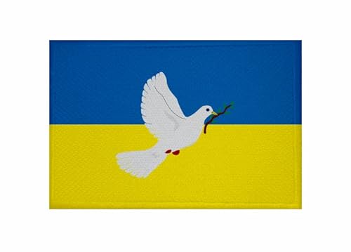 U24 Aufnäher Ukraine mit Friedenstaube Fahne Flagge Aufbügler Patch 9 x 6 cm von U24