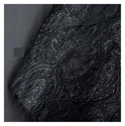 Jacquard-Gewebe Exotic Court Helle Seide, gemischt mit dreidimensionaler Textur, Relief-Jacquardstoff, Jacken-Designerstoff(Black) von UALXPAO