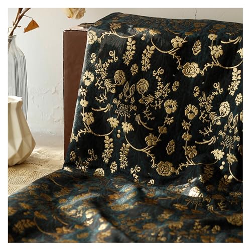 Jacquard-Gewebe Garngefärbter, goldfarbener, geprägter Jacquardstoff aus Seide, dunkelgrün, Stoff for Nähen von Taschen und Kleidern, 50 x 145 cm Jacquard-Gewebe Garngefärbter, goldfarbener, geprägter Jacquardstoff aus Seide, dunkelgrün, Stoff for Nähen von Taschen und Kleidern, 50 x 145 cm von UALXPAO