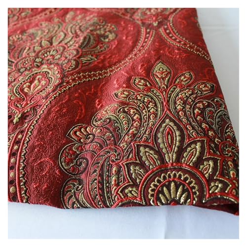 Jacquard-Gewebe Polyester Metallic Garn Brokat Stoff Jacquard Kleidung Materialien 145x50cm Durch Die Halben Meter(Dark red) von UALXPAO