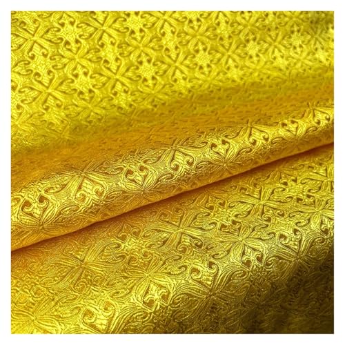 Jacquard-Gewebe Seidensatin-Brokat-Jacquardstoff mit Vintage-Blumenadern for Nähen von Mänteln, Vorhängen, Tischdecken, Sofakissen und Röcken, Kleidung(Gold) von UALXPAO