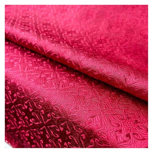 Jacquard-Gewebe Seidensatin-Brokat-Jacquardstoff mit Vintage-Blumenadern for Nähen von Mänteln, Vorhängen, Tischdecken, Sofakissen und Röcken, Kleidung(Wine red) von UALXPAO