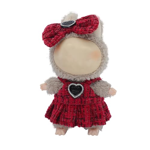 UBBY Pink Bekleidung Mini Rock Puppen Kleidung Outfit nur Bekleidungs zubehör Süße Plush Kleidung Kuscheltier Outfit für 17cm Labu Rock DIY Kinder Geschenke (Rot) von UBBY