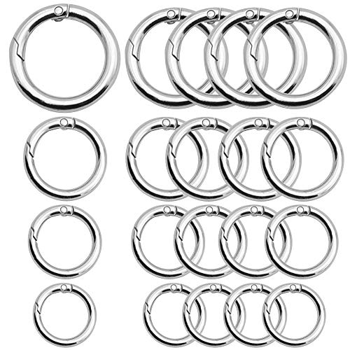 UBERMing Rund Karabinerring, 20 Stück Rund Frühling O-Ring Schlüsselring DIY Schlüsselanhänger Zubehö, Karabiner 13/17/19/25mm für Brieftaschen, Kunsthandwerk, Handtaschen von UBERMing