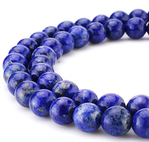 1 Strang natürlicher blauer Lapislazuli-Heilstein, 10 mm, runde lose Perlen, Edelstein-Abstandshalter (35–37 Stück) für Bastel- und Schmuckherstellung, GS5-10 von UBJSFASASND