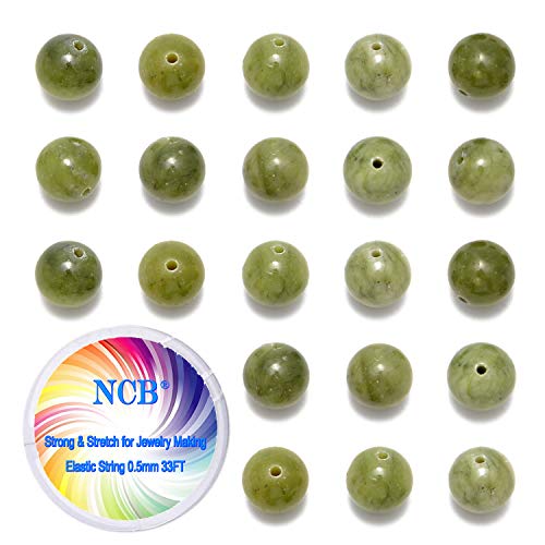 100 runde lose Edelsteinperlen mit elastischer Schnur für Armbänder, Schmuckherstellung (kanadische Jade, 6 mm, 100 Perlen) von UBJSFASASND