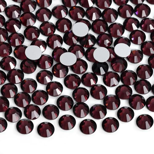 144 Stück Strasssteine mit flacher Rückseite, Klebefixierung, Kristallglas-Strasssteine zum Basteln, Nagelkunst, Basteln, Dekorationen, Kleidung, Schuhe, 8,4 mm (SS40, Amethyst) von UBJSFASASND