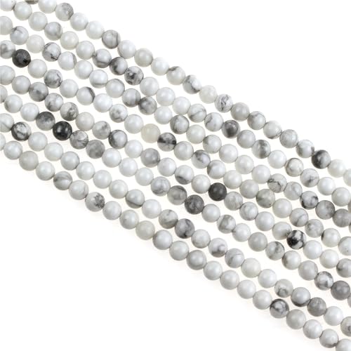 225 Stück natürliche kleine Steinperlen, 3 mm, weißer Howlith, rund, glatt, lose Edelsteinperlen für Schmuckherstellung, Armbänder, Ohrringe, Halsketten, Zubehör 225 Stück natürliche kleine Steinperlen, 3 mm, weißer Howlith, rund, glatt, lose Edelsteinperlen für Schmuckherstellung, Armbänder, Ohrringe, Halsketten, Zubehör von UBJSFASASND