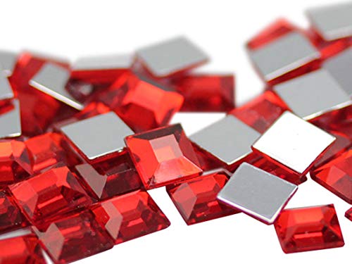 Acryl-Strasssteine, 5 mm, flache Rückseite, quadratisch, kleine Gesicht, Körperschmuck, Kartenherstellung, Verzierungen, 100 Stück (roter Rubin A05) von UBJSFASASND