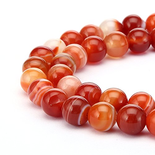 GC10-6 Edelstein-Perlen, AAA, natürlicher gebänderter orange-roter Achat, rund, lose Perlen, 6 mm, Abstandshalter (58–62 Stück) für Bastelarbeiten, Schmuckherstellung, 1 Strang von UBJSFASASND