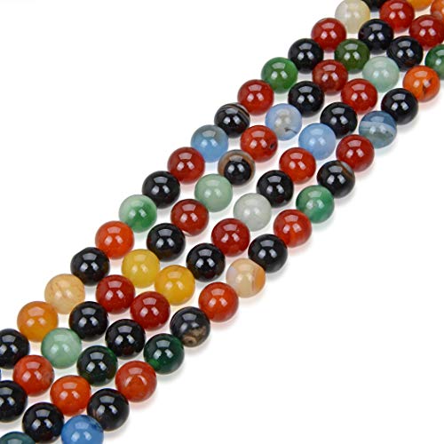 GC3-6 Perlen aus Achat, natürlich, Regenbogenfarben, rund, lose Perlen, 6 mm, Abstandshalter (insgesamt 116–124 Stück) für Bastelarbeiten, Schmuckherstellung, 2 Stränge von UBJSFASASND