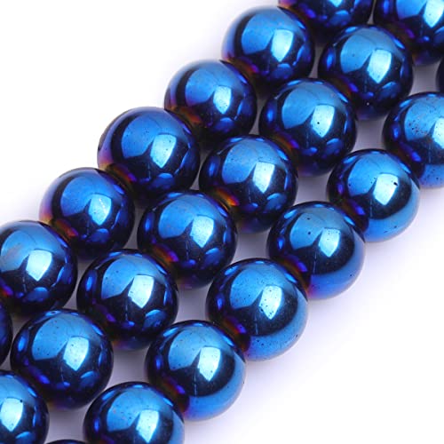 GEM-Inside 16 mm blau-metallisch beschichteter Hämatit, nicht-magnetische Edelstein-Perlen, runde Energiestein-Power-Perlen für Schmuckherstellung, 38,1 cm GEM-Inside 16 mm blau-metallisch beschichteter Hämatit, nicht-magnetische Edelstein-Perlen, runde Energiestein-Power-Perlen für Schmuckherstellung, 38,1 cm von UBJSFASASND