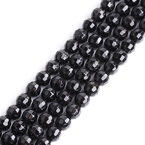 GEM-Inside 6 mm natürliche schwarze Turmalin-Edelsteine, lose Perlen, facettiert, AAA-Qualität, Kristall-Energiestein, Power-Perlen für Schmuckherstellung, 38,1 cm GEM-Inside 6 mm natürliche schwarze Turmalin-Edelsteine, lose Perlen, facettiert, AAA-Qualität, Kristall-Energiestein, Power-Perlen für Schmuckherstellung, 38,1 cm von UBJSFASASND