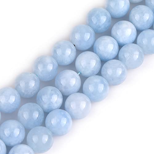 GEM-Inside Jade-Stein, rund, glatt, lose Perlen für Schmuckherstellung, 14 mm, Blau, Aquamarin, 38,1 cm von UBJSFASASND