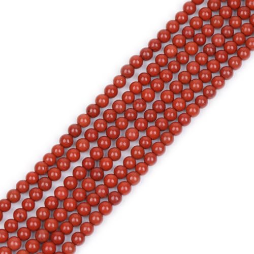 GEM-Inside Natürliche 4 mm rote Jaspis, lose Perlen, runde Energieperlen für Schmuckherstellung, 38,1 cm von UBJSFASASND