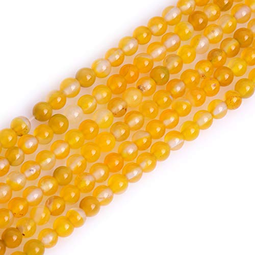 GEM-Inside gelbe Achat-Edelsteine, lose Perlen, natürliche Energie, Power-Perlen für Schmuckherstellung, rund, 4 mm, glatt, 38,1 cm von UBJSFASASND
