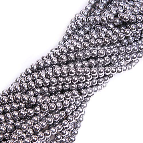 GEM-insid Hämatit-Perlen, 3 mm, nicht magnetisch, rund, silberfarben, für Schmuckherstellung, Armbänder, Halsketten, 38,1 cm von UBJSFASASND