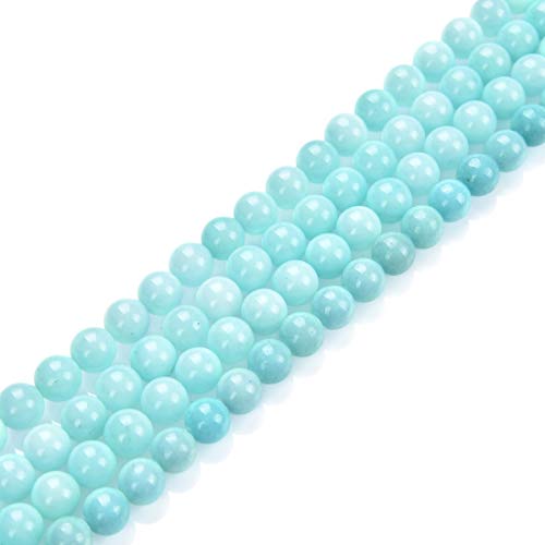 GS11-4 Stränge, künstlicher blauer Amazonit-Edelstein, 4 mm, kleine runde Perlen, Abstandshalter (356–376 Stück) für Bastel- und Schmuckherstellung, 4 Stränge von UBJSFASASND