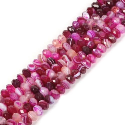 Gefärbte Rose, brasilianischer Achat, 8 mm, facettierte Rondelle, Abstandhalter, lose Perlen, 40,6 cm, für Schmuckherstellung Gefärbte Rose, brasilianischer Achat, 8 mm, facettierte Rondelle, Abstandhalter, lose Perlen, 40,6 cm, für Schmuckherstellung von UBJSFASASND