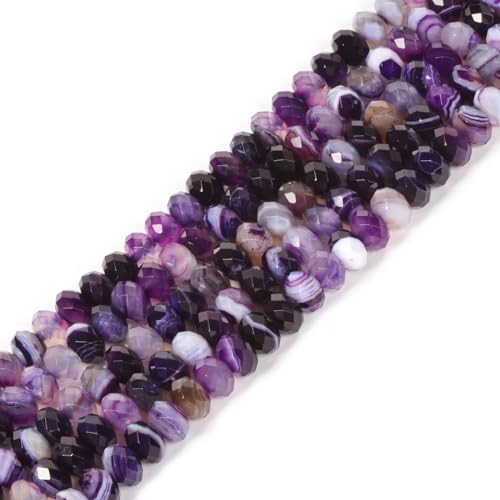 Gefärbter violetter brasilianischer Achat, 8 mm, facettierte Rondelle-Abstandshalter, lose Perlen, 40,6 cm, für Schmuckherstellung Gefärbter violetter brasilianischer Achat, 8 mm, facettierte Rondelle-Abstandshalter, lose Perlen, 40,6 cm, für Schmuckherstellung von UBJSFASASND