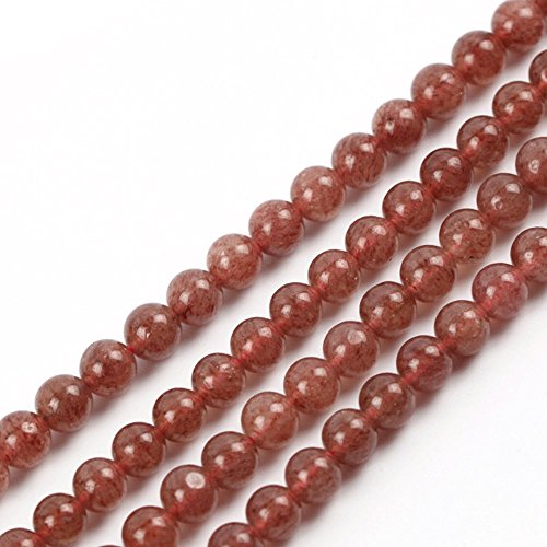 Natürliche Erdbeer-Kristalle, rund, lose Perlen für Schmuckherstellung, DIY, Armband, Halskette (8 mm) von UBJSFASASND