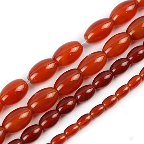 Natürliche echte rote Achat-Reisform, oval, lose Perlen, 4–12 mm, passend für Schmuck, DIY-Halsketten oder Armbänder, 38,1 cm von UBJSFASASND