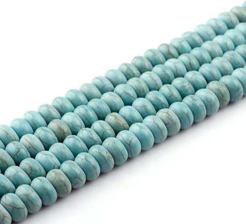 Natürliche grüne türkisfarbene Scheibenperlen, lose Schmuckherstellung, 38,1 cm (4 x 8 mm) von UBJSFASASND