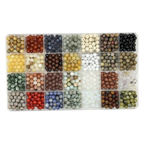 Natürliche runde Steinperlen, Edelsteinperlen, lose Edelstein-Perlen, Lochgröße 1 mm, zum Selbermachen, glatte Perlen für Armbänder, Halsketten, Ohrringe, Schmuckherstellung, Box verpackt (28 Farben Natürliche runde Steinperlen, Edelsteinperlen, lose Edelstein-Perlen, Lochgröße 1 mm, zum Selbermachen, glatte Perlen für Armbänder, Halsketten, Ohrringe, Schmuckherstellung, Box verpackt (28 Farben von UBJSFASASND
