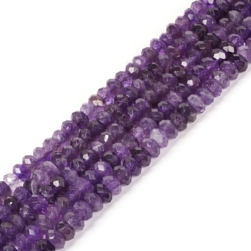 Natürlicher Amethyst, 8 mm, facettierte Rondelle-Abstandshalter, lose Perlen, 40,6 cm, für Schmuckherstellung Natürlicher Amethyst, 8 mm, facettierte Rondelle-Abstandshalter, lose Perlen, 40,6 cm, für Schmuckherstellung von UBJSFASASND