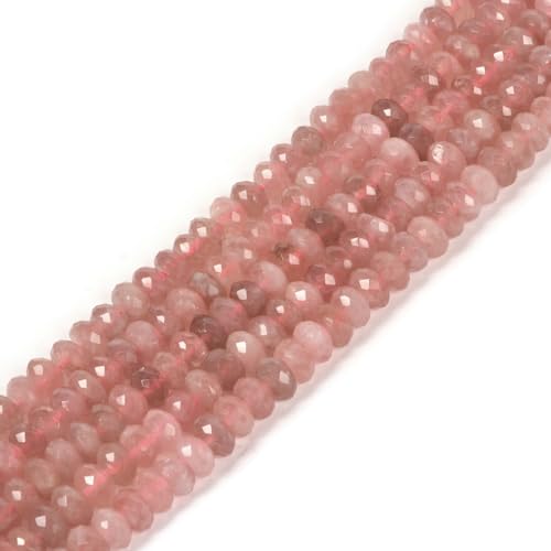 Natürlicher Madagaskar-Rosenquarz, 8 mm, facettierte Rondelle-Abstandshalter, lose Perlen, 40,6 cm, für Schmuckherstellung Natürlicher Madagaskar-Rosenquarz, 8 mm, facettierte Rondelle-Abstandshalter, lose Perlen, 40,6 cm, für Schmuckherstellung von UBJSFASASND