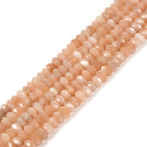 Natürlicher orangefarbener Sonnenstein, 8 mm, facettierte Rondelle-Abstandshalter, lose Perlen, 40,6 cm, zur Schmuckherstellung Natürlicher orangefarbener Sonnenstein, 8 mm, facettierte Rondelle-Abstandshalter, lose Perlen, 40,6 cm, zur Schmuckherstellung von UBJSFASASND