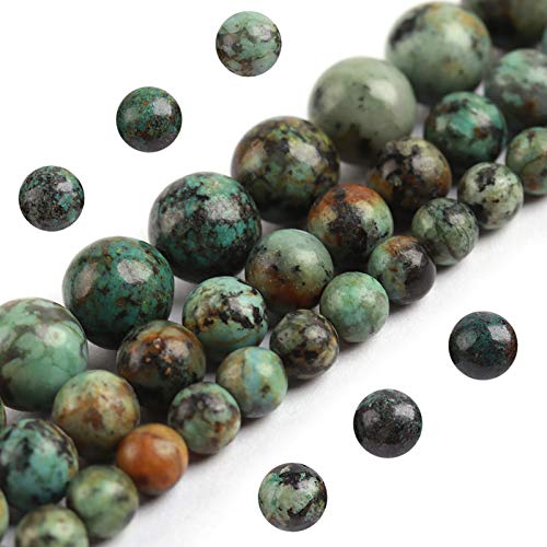 Natursteinperlen, 10 mm, afrikanischer Türkis, poliert, rund, glatt, Edelsteinperlen für Schmuckherstellung, Erwachsene, 38,1 cm (Afrikanischer Türkis, 10 mm) von UBJSFASASND