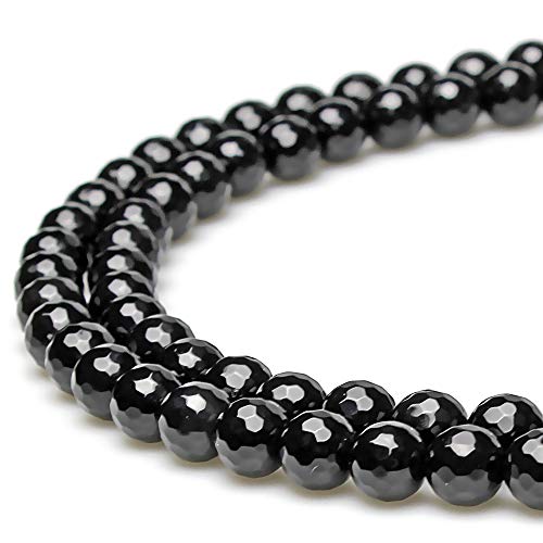 Natursteinperlen, 128 Stück, facettiert, schwarzer Achat, rund, lose Perlen für Schmuckherstellung, 8 mm von UBJSFASASND