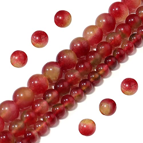 Natursteinperlen, 6 mm, Wassermelonen-Jade, poliert, rund, glatt, Edelsteinperlen für Schmuckherstellung, Erwachsene, 38,1 cm (Wassermelonen-Jade, 6 mm) von UBJSFASASND