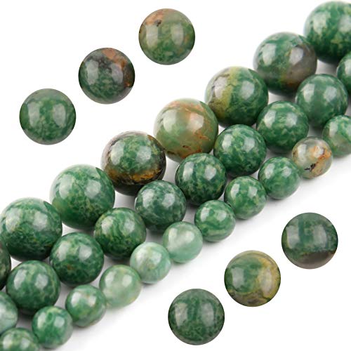 Natursteinperlen, afrikanische Jade, 10 mm, poliert, rund, glatt, grün, Edelsteinperlen für Schmuckherstellung, Erwachsene, 38,1 cm (Afrikanische Jade, 10 mm) von UBJSFASASND