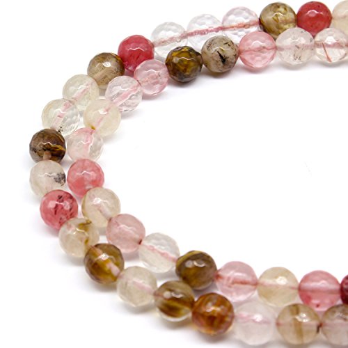 Natursteinperlen, facettiert, gemischte Farben, Wassermelonen-Kristall, rund, lose Perlen für Schmuckherstellung, Armband, Halskette (8 mm) von UBJSFASASND