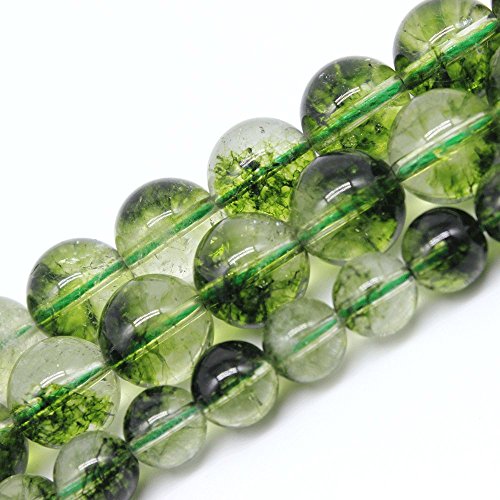 Natursteinperlen, grüner Geisterkristall, rund, lose Perlen für Schmuckherstellung, DIY, Armband, Halskette (8 mm) von UBJSFASASND