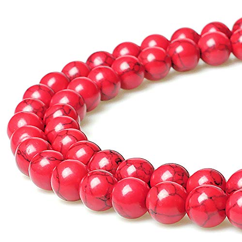 Natursteinperlen, roter Howlith, rund, lose Perlen für Schmuckherstellung, DIY, Armband, Halskette (4 mm) von UBJSFASASND