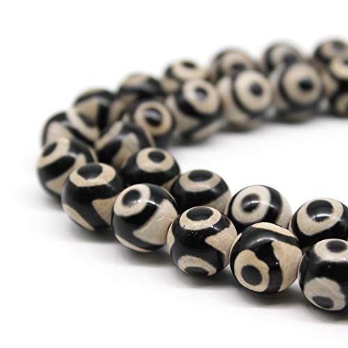 Natursteinperlen, weiße Drei-Augen-Steinperlen, rund, lose Perlen für Schmuckherstellung, DIY, Armband, Halskette (10 mm) von UBJSFASASND